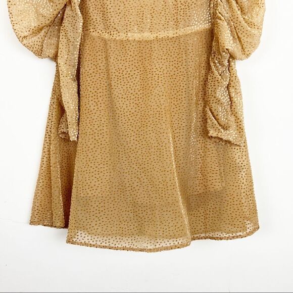 H&M Puff Sleeved Mini Dress in Dark Beige, Size 4 - Picture 5 of 16